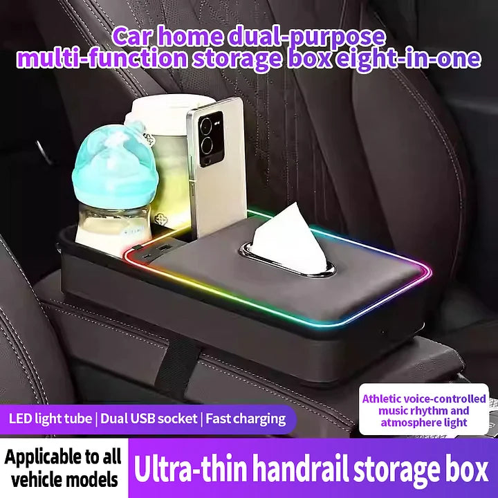 Multifunctional car armrest box