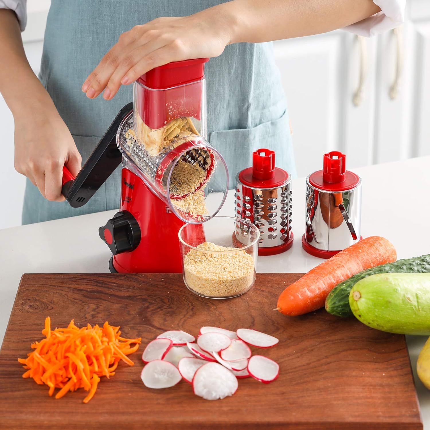Rotary Cheese Grater with 3 Blades