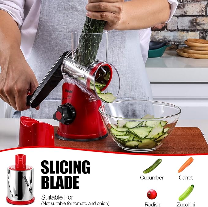 Rotary Cheese Grater with 3 Blades