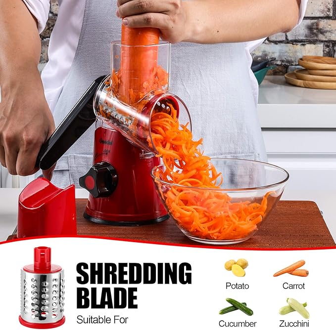 Rotary Cheese Grater with 3 Blades